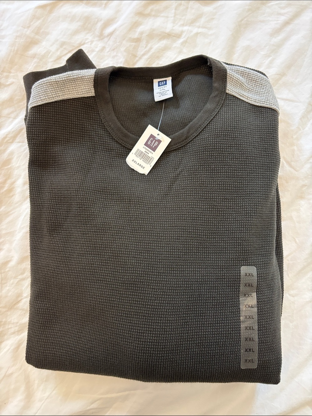 GAP Men's Black Ribbed Longsleeved Shirt with Gray Stripes
